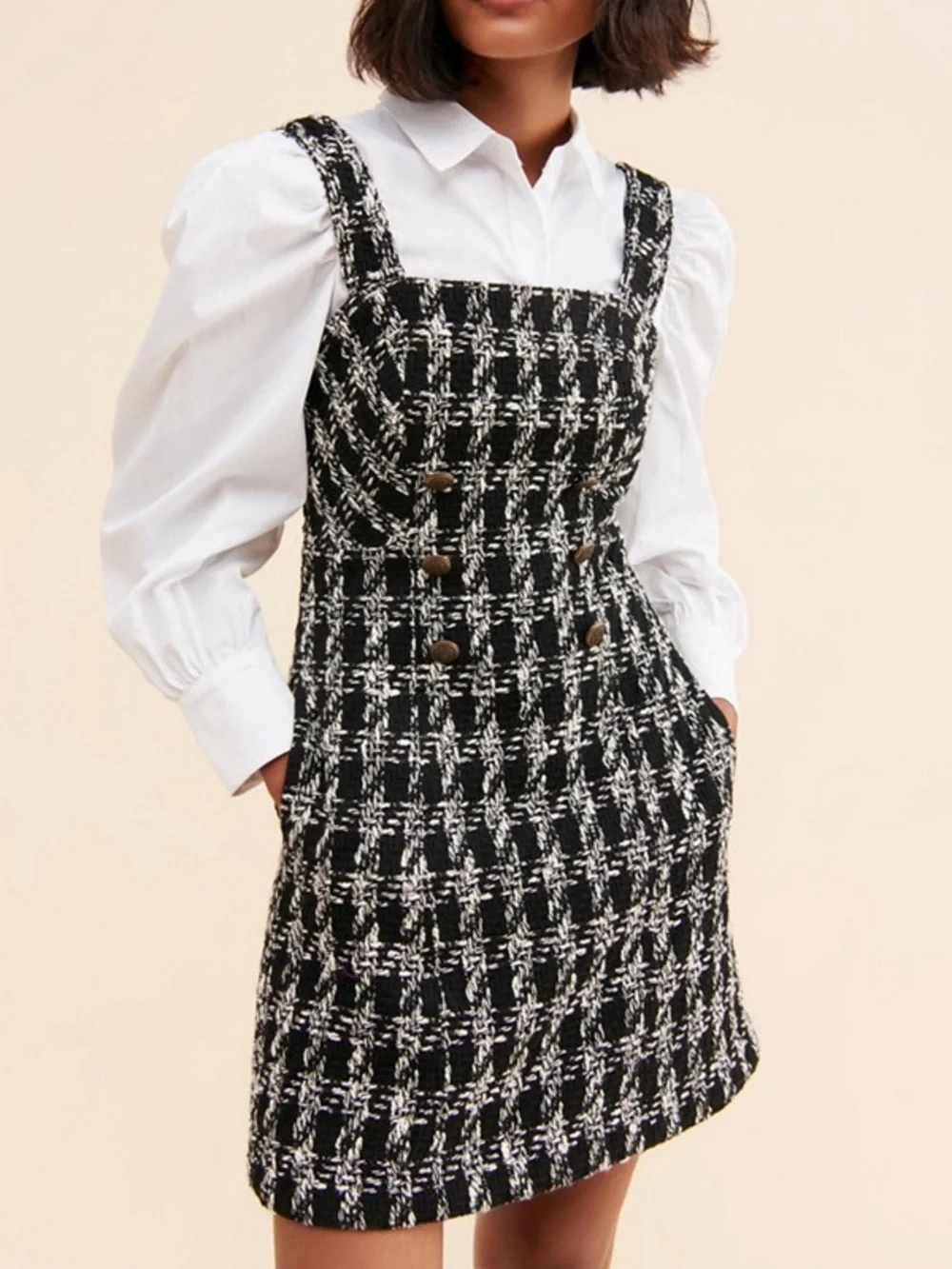 maeve tweed mini dress Maeve V-Neck Tweed Mini Dress